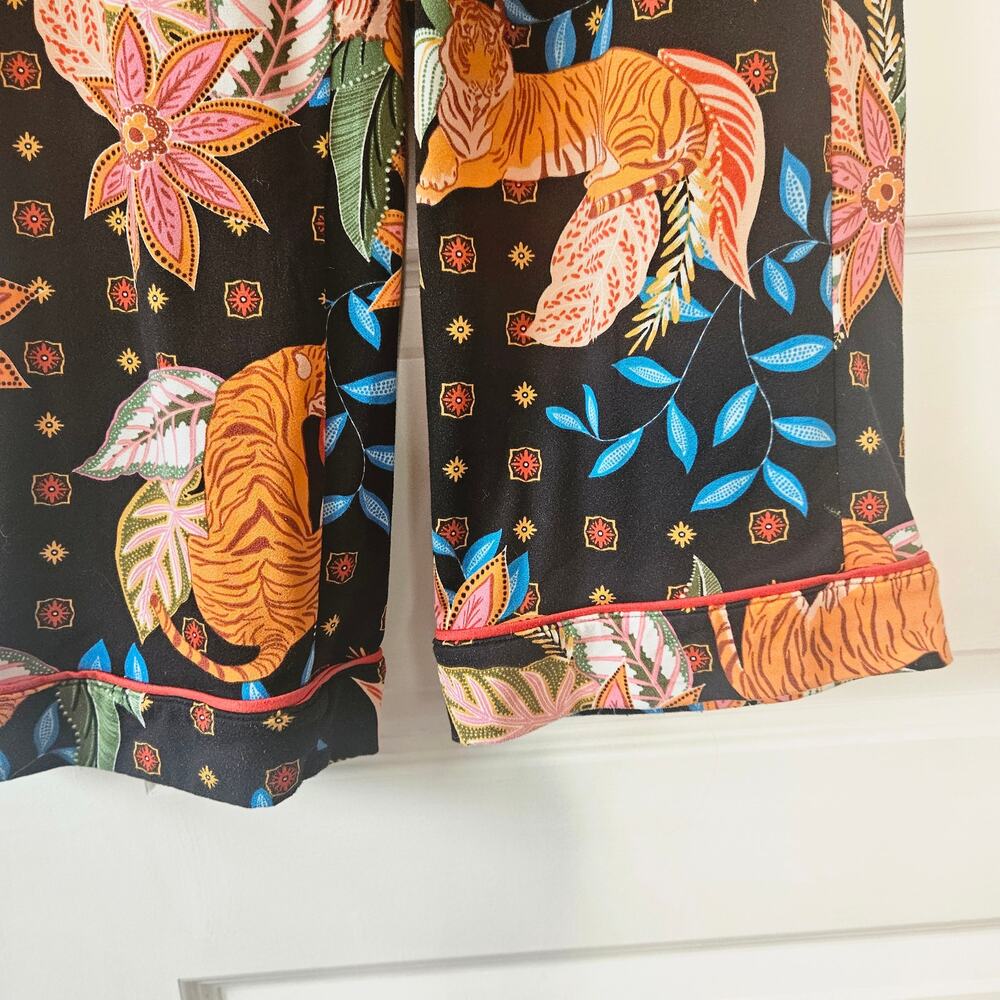 Room Service Tiger Print Pajama Set M Maximalist Dopamine Decor Botanical 2pc - Picture 3 of 10
